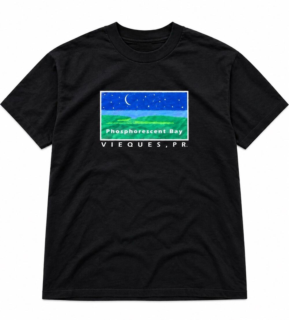 Vintage 90s Hanes Phosphorescent Bay Vieques Puerto Rico Graphic T Shirt L USA